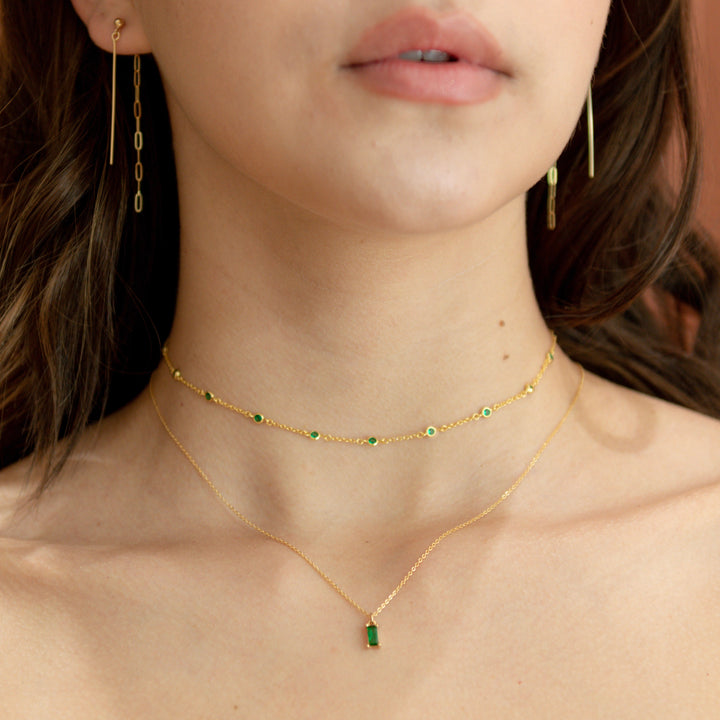 Tiny Green Emerald Necklace - Necklaces -  -  - Azil Boutique