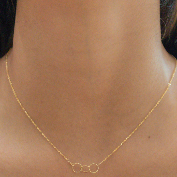 Tiny Triple Diamond Cut Circles Necklace - Necklaces -  -  - Azil Boutique