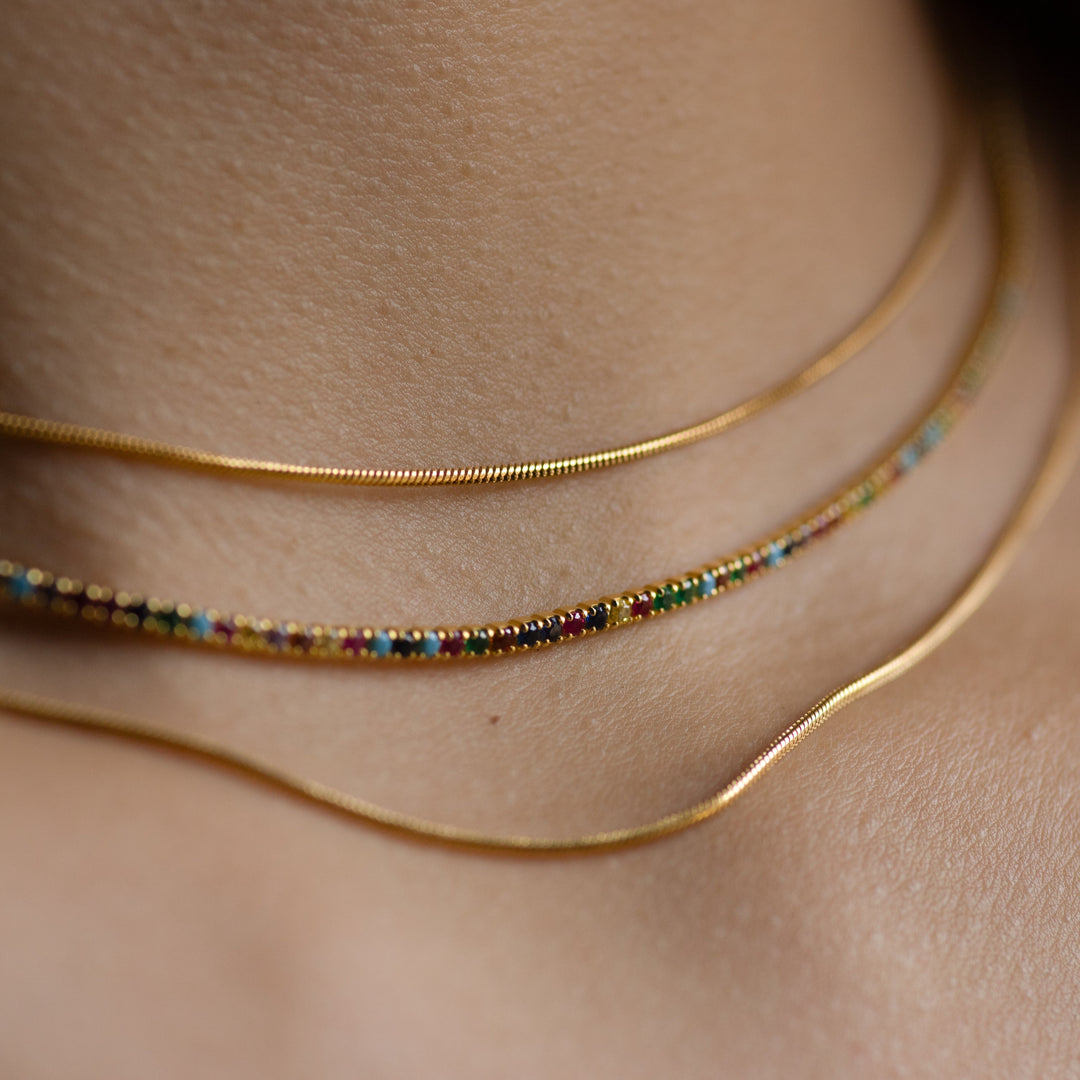SALE - CZ Colorful Tennis Choker - Necklaces -  -  - Azil Boutique
