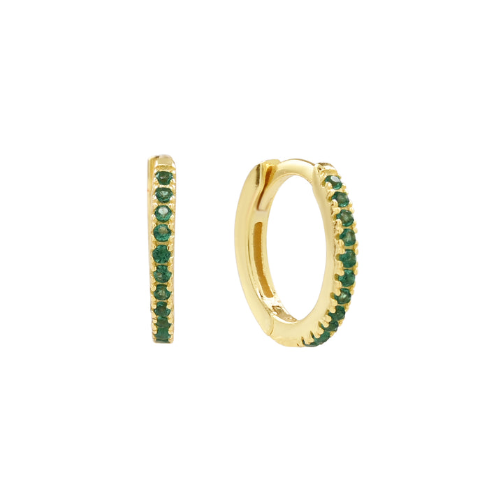 Thin Emerald CZ Huggies - Earrings -  -  - Azil Boutique