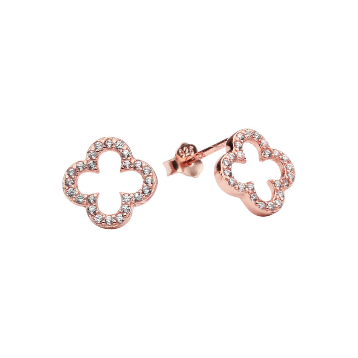 CZ Clover Studs - Earrings - Rose Gold - Rose Gold - Azil Boutique