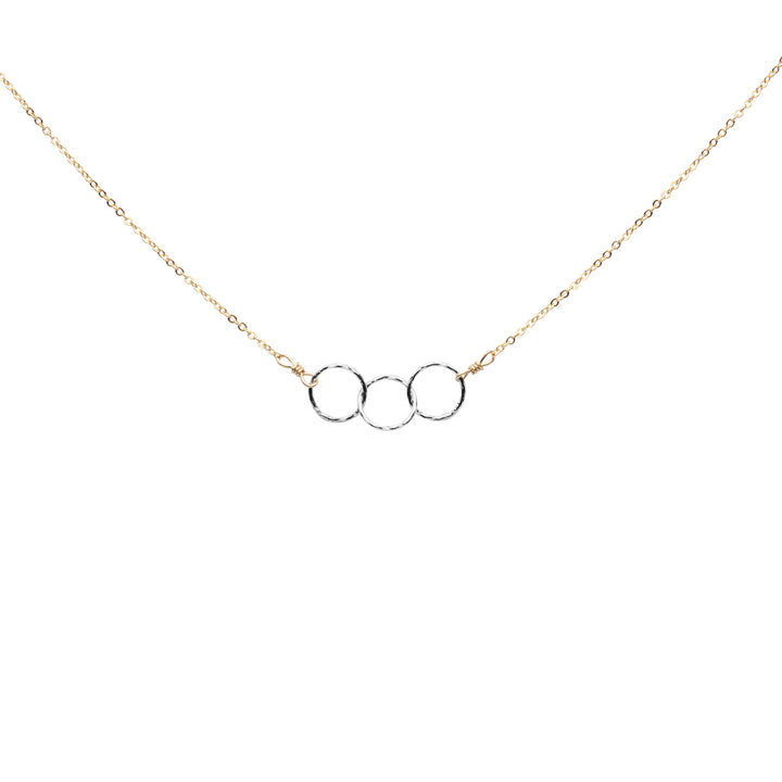 Tiny Triple Diamond Cut Circles Necklace - Necklaces - Silver Circles Gold Chain - Silver Circles Gold Chain - Azil Boutique