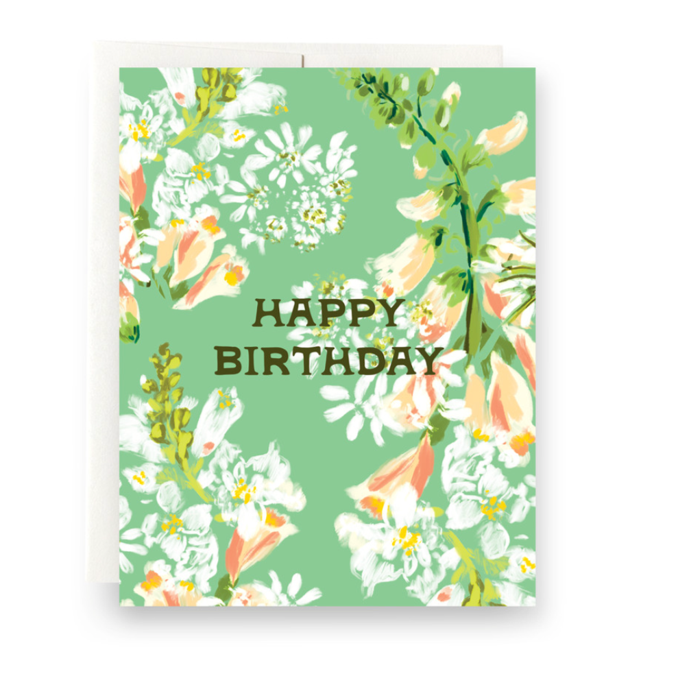 Green Floral Birthday Greeting Card - Cards -  -  - Azil Boutique