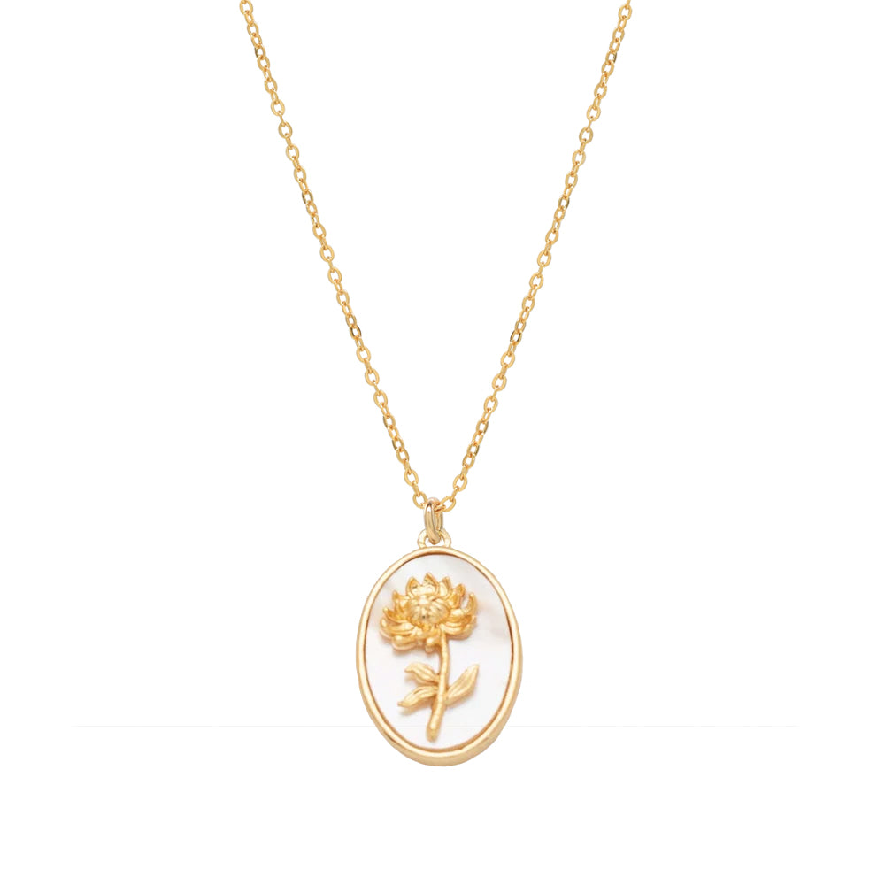 Birth Flower Necklace - Necklaces - Nov-Chrysan - Nov-Chrysan - Azil Boutique