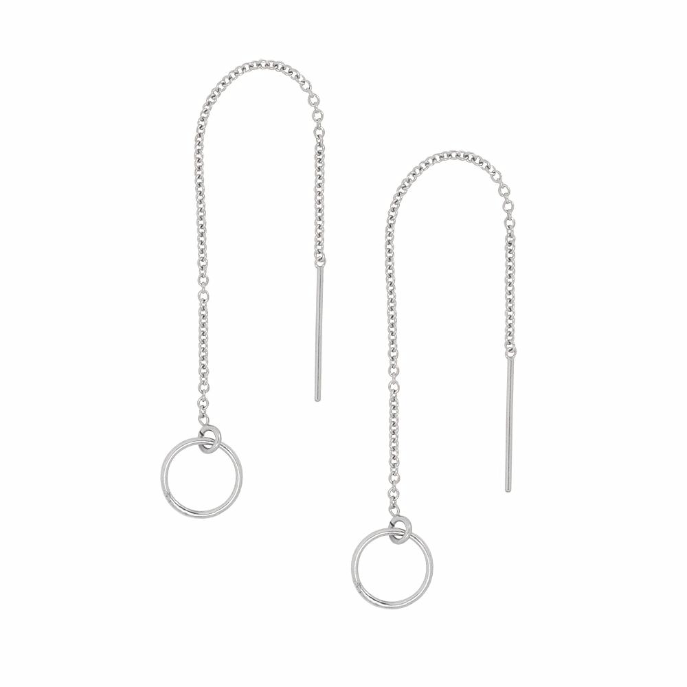 Geometric Ear Threaders (more shapes) - Earrings - Circle - Circle / Silver - Azil Boutique