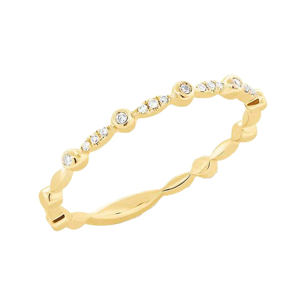 Diamonds Solitaire Pave Half Band - Rings - 5 - 5 / Yellow Gold - Azil Boutique