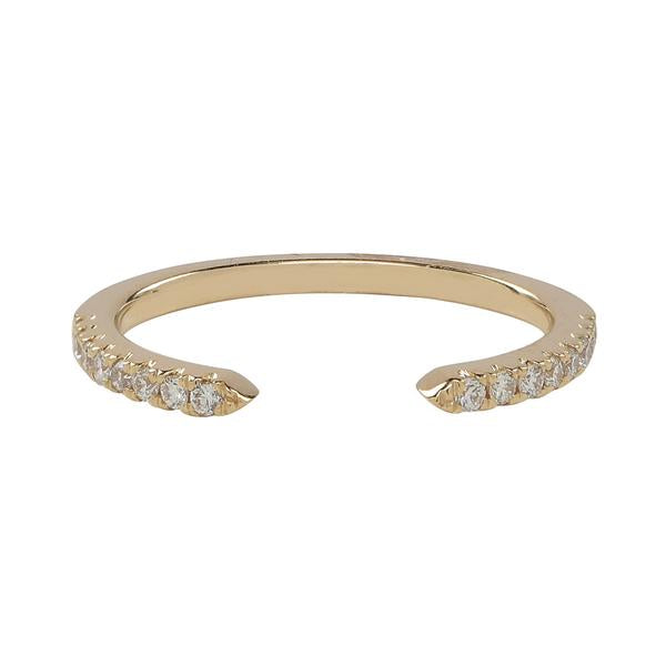 Diamonds Pave Cuff Ring - Rings - Yellow Gold - Yellow Gold / 4 - Azil Boutique