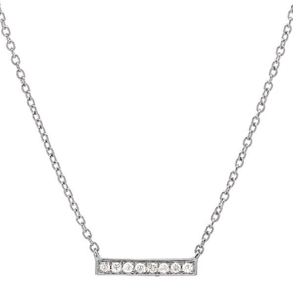 Diamonds Tiny Bar Necklace - Necklaces - White Gold - White Gold - Azil Boutique