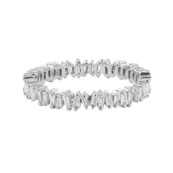 Uneven Baguette Eternity Diamond Band Ring - Rings - White Gold - White Gold / 5 - Azil Boutique