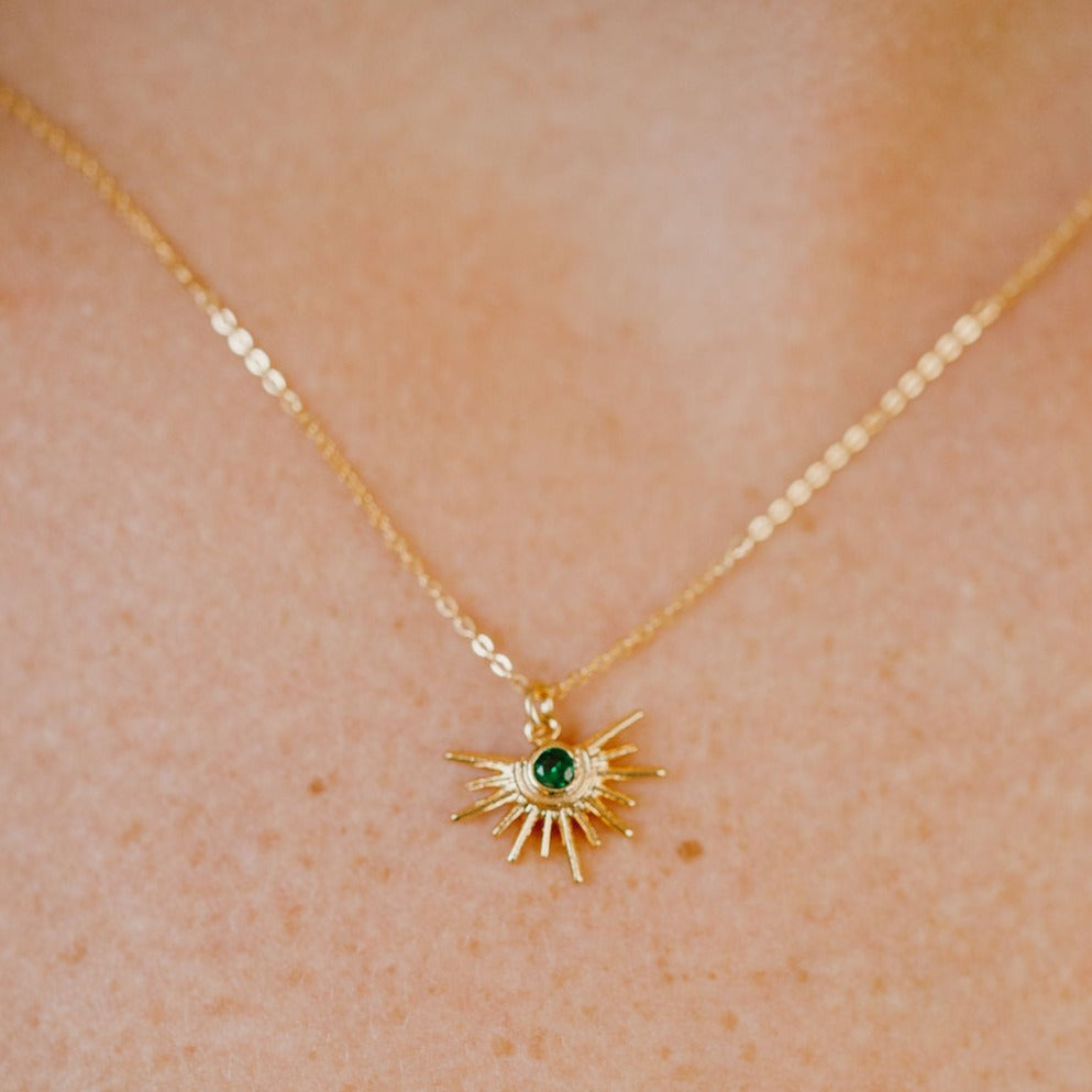 Green CZ Starburst Necklace - Necklaces -  -  - Azil Boutique