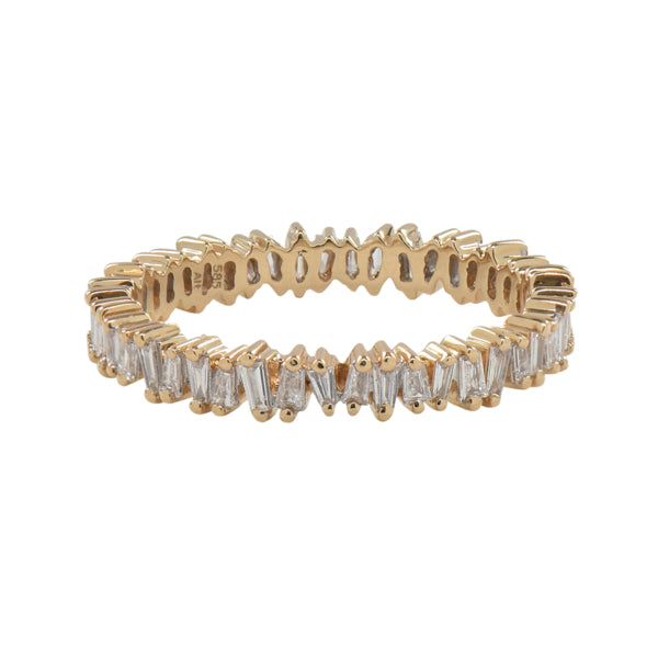 Uneven Baguette Eternity Diamond Band Ring - Rings - Yellow Gold - Yellow Gold / 5 - Azil Boutique