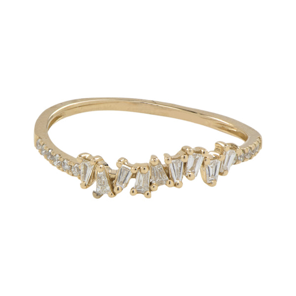 Multiple Diamond Baguette Half Band Ring - Rings - Yellow Gold - Yellow Gold / 5 - Azil Boutique