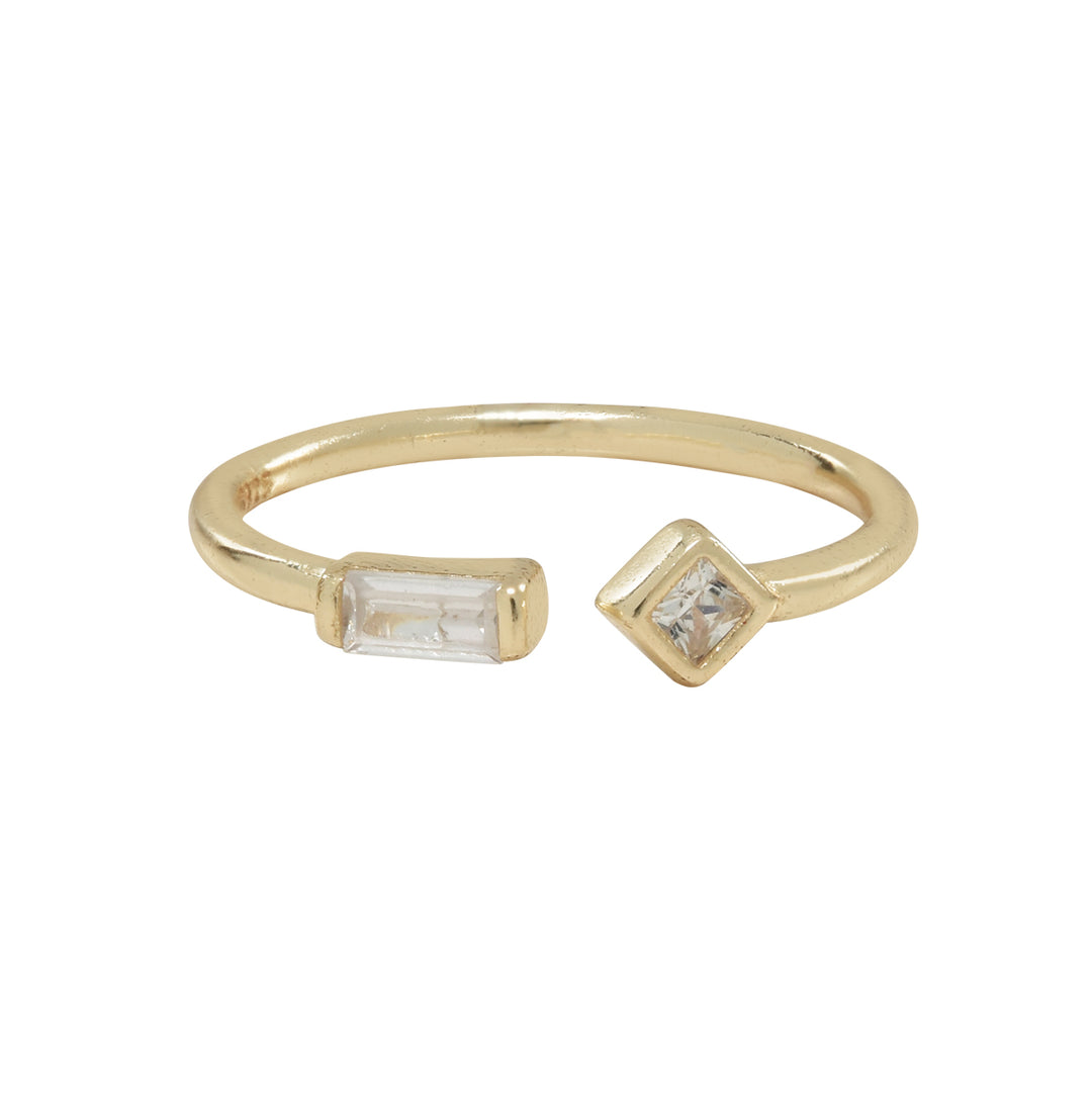 SALE - CZ / Baguette Diamond Open Band Ring - Rings - Gold - Gold / 5 - Azil Boutique
