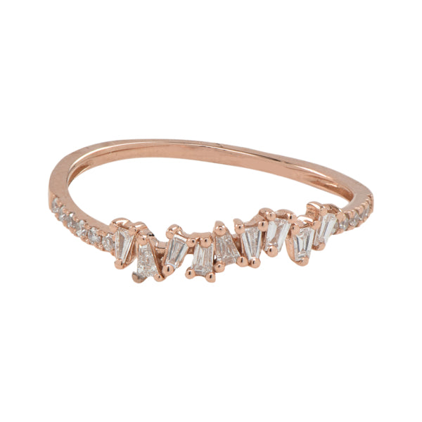 Multiple Diamond Baguette Half Band Ring - Rings - Rose Gold - Rose Gold / 5 - Azil Boutique