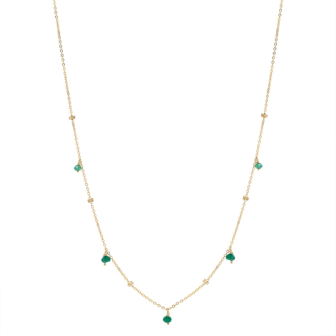 Tiny Green Onyx Stone Drop Beaded Necklace - Necklaces -  -  - Azil Boutique