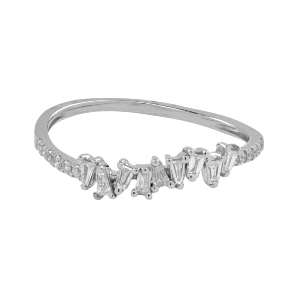 Multiple Diamond Baguette Half Band Ring - Rings - White Gold - White Gold / 5 - Azil Boutique