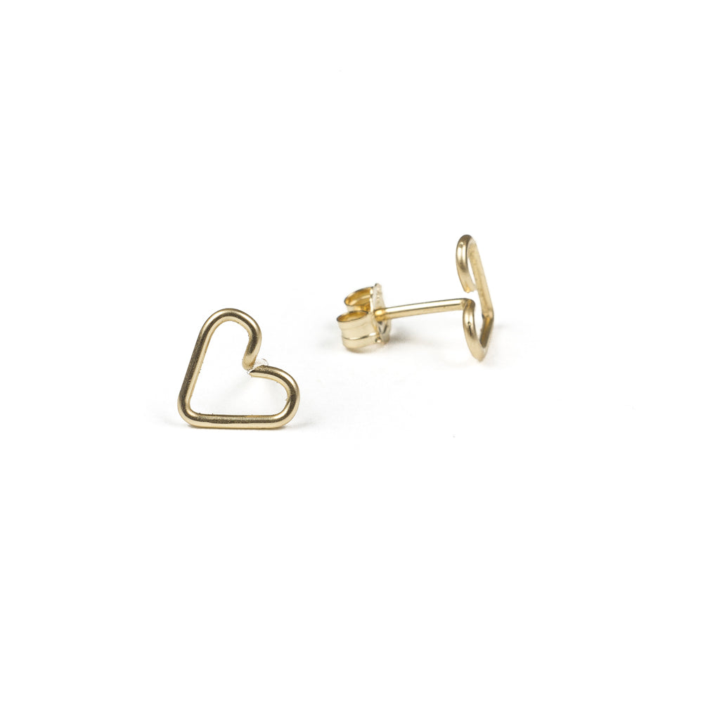 Heart Wirewrapped Studs - Earrings - Gold - Gold - Azil Boutique