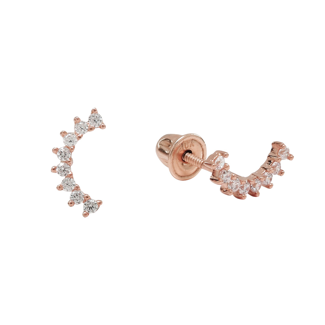 10k Solid Gold CZ Pear Crawler Studs - Earrings - Rose Gold - Rose Gold - Azil Boutique