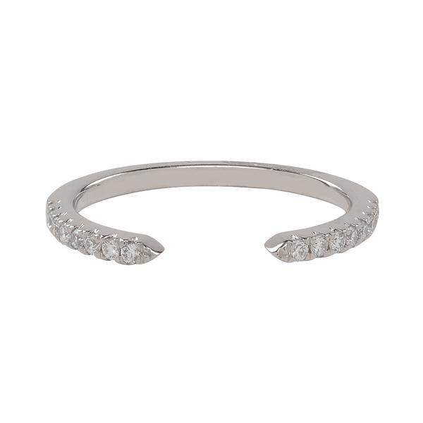 Diamonds Pave Cuff Ring - Rings - White Gold - White Gold / 4 - Azil Boutique