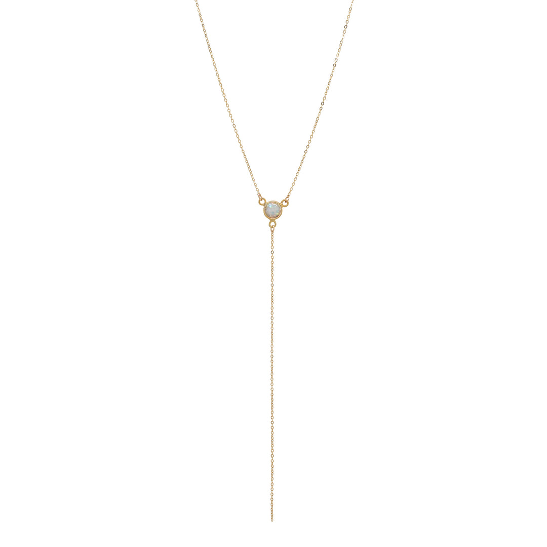 Opal Y-Drop Necklace - Necklaces - Gold - Gold - Azil Boutique