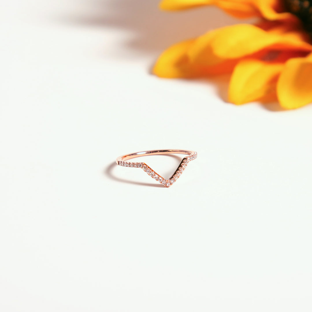 Diamonds Chevron Ring - Rings -  -  - Azil Boutique