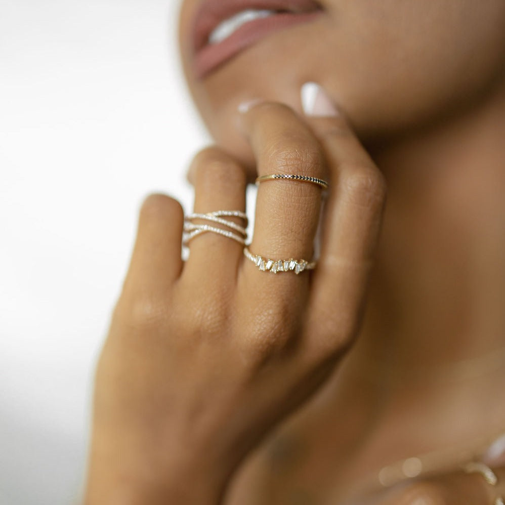 Multiple Diamond Baguette Half Band Ring - Rings -  -  - Azil Boutique
