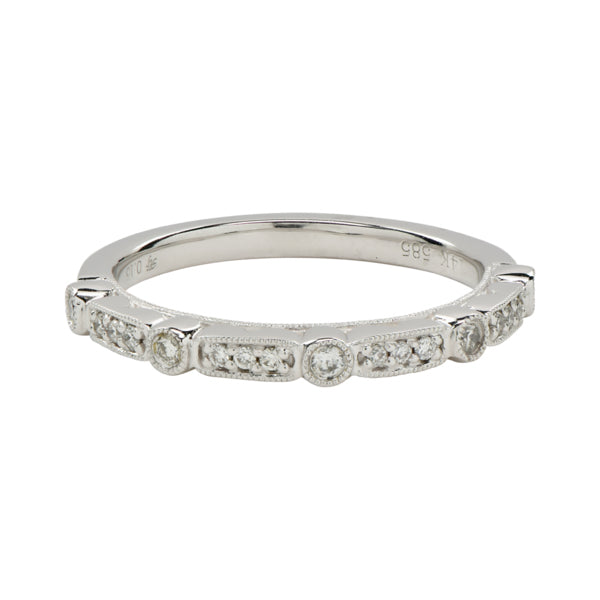 Diamond Rectangular Circle Ring - Rings - White Gold - White Gold / 5 - Azil Boutique