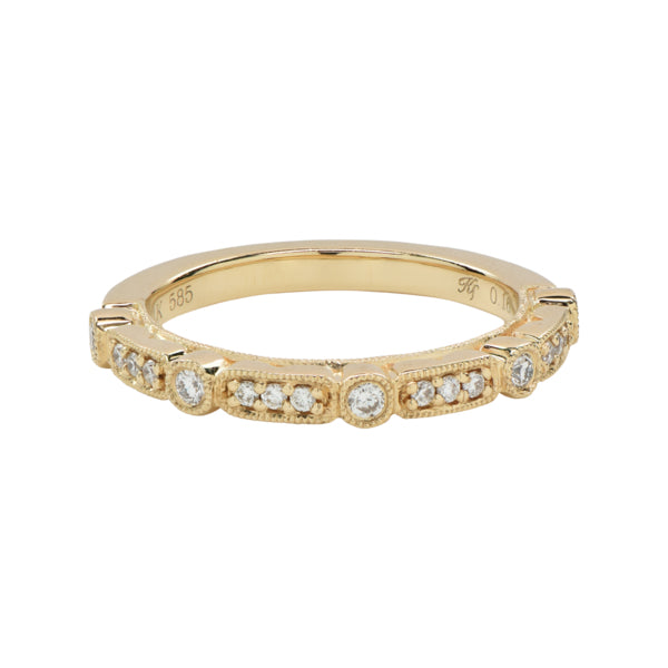 Diamond Rectangular Circle Ring - Rings - Yellow Gold - Yellow Gold / 5 - Azil Boutique