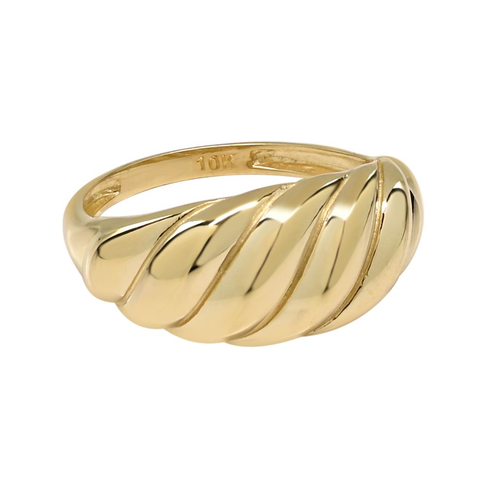 SALE - 10k Solid Gold Croissant Dome Ring - Rings -  -  - Azil Boutique