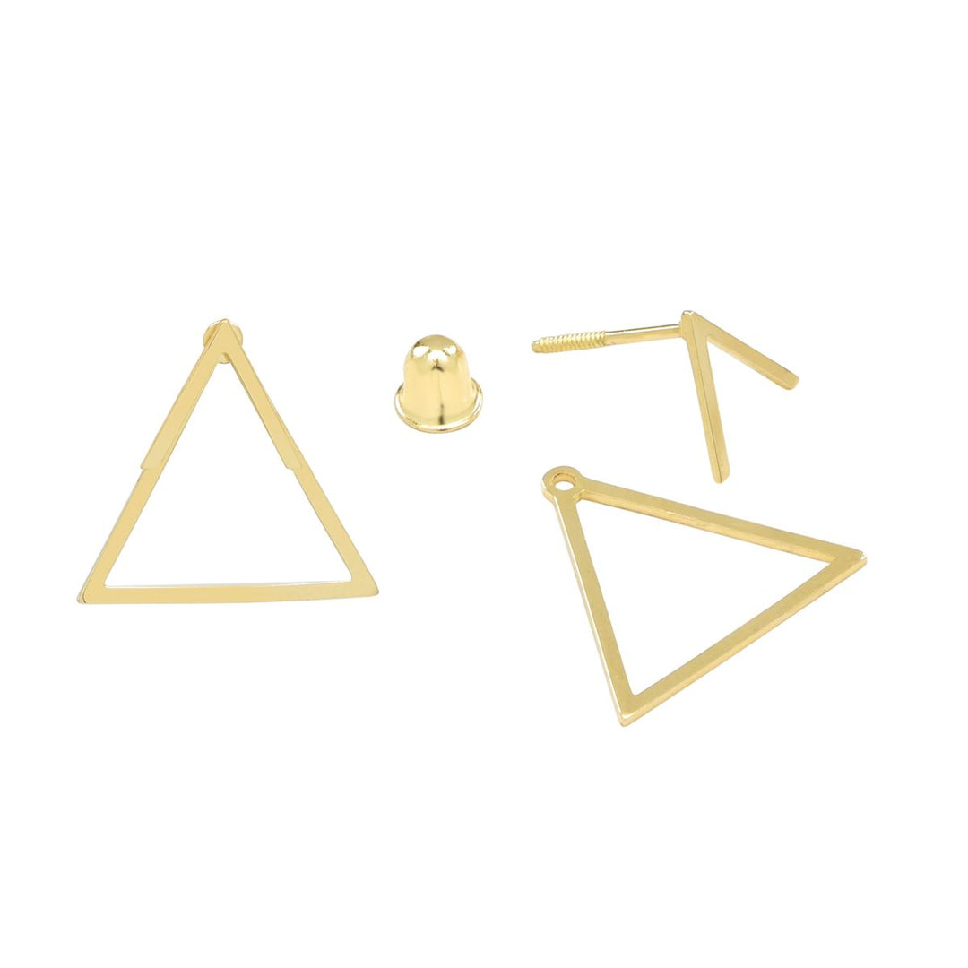 SALE - 10k Solid Gold Chevron Triangle Ear Jacket Studs - Earrings -  -  - Azil Boutique