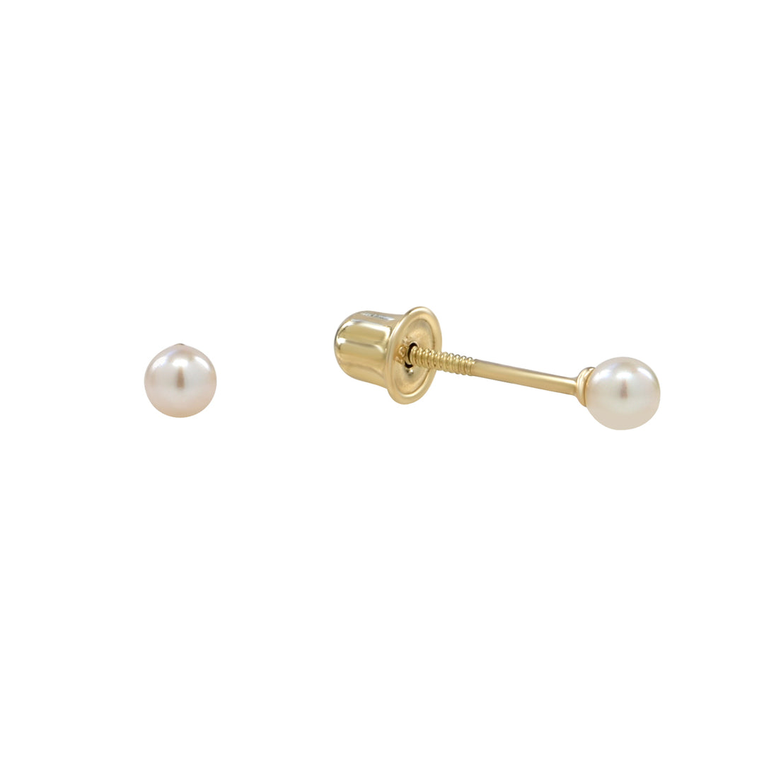 10k Solid Gold Tiny Pearl Studs - Earrings -  -  - Azil Boutique