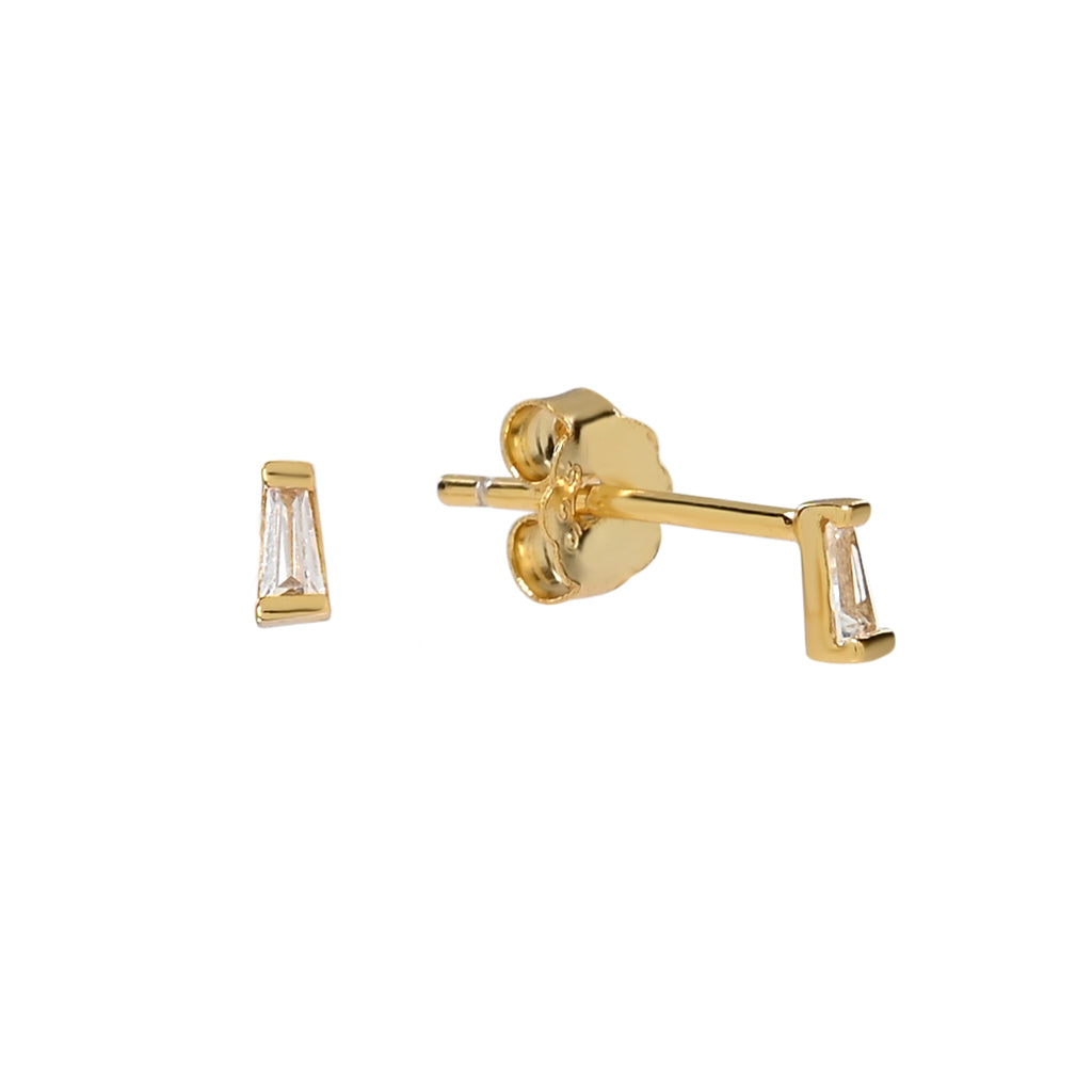 Tiny Baguette Studs - Earrings - Gold - Gold - Azil Boutique