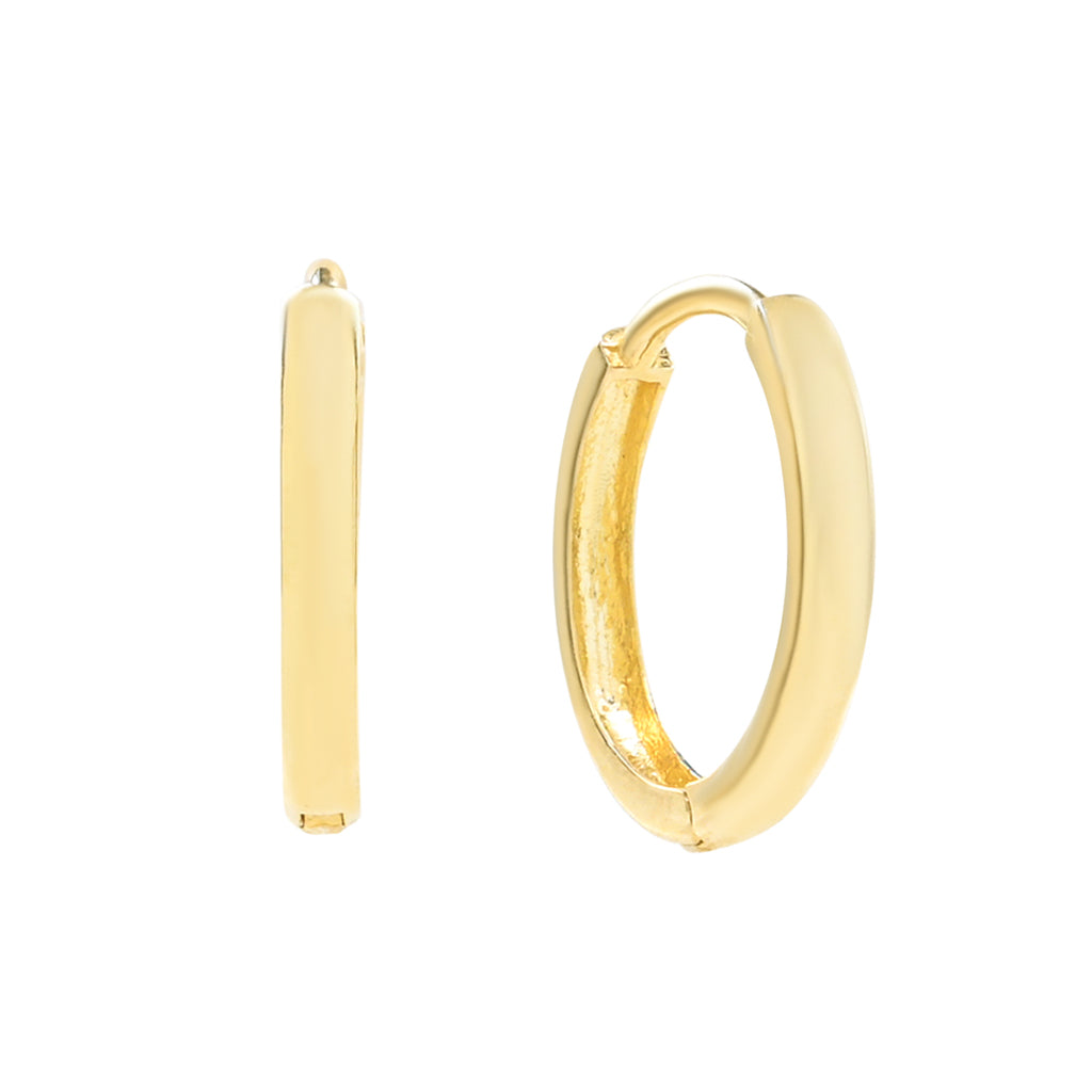 14k Solid Gold Classic Huggies - Earrings -  -  - Azil Boutique