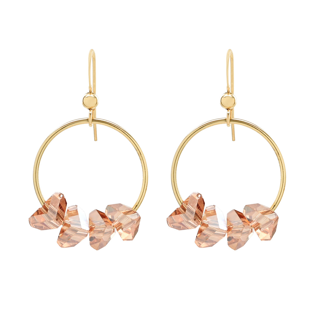 Coral Crystal on Circle Earrings - Earrings -  -  - Azil Boutique