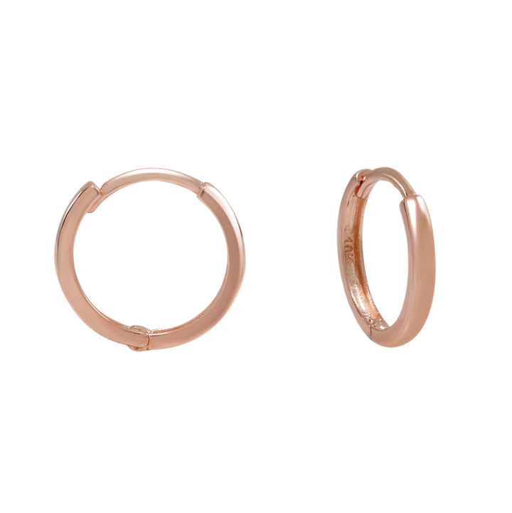 10k Solid Gold Huggie Hoops - Earrings - Rose Gold - Rose Gold / 12mm - Sold Individually - Azil Boutique