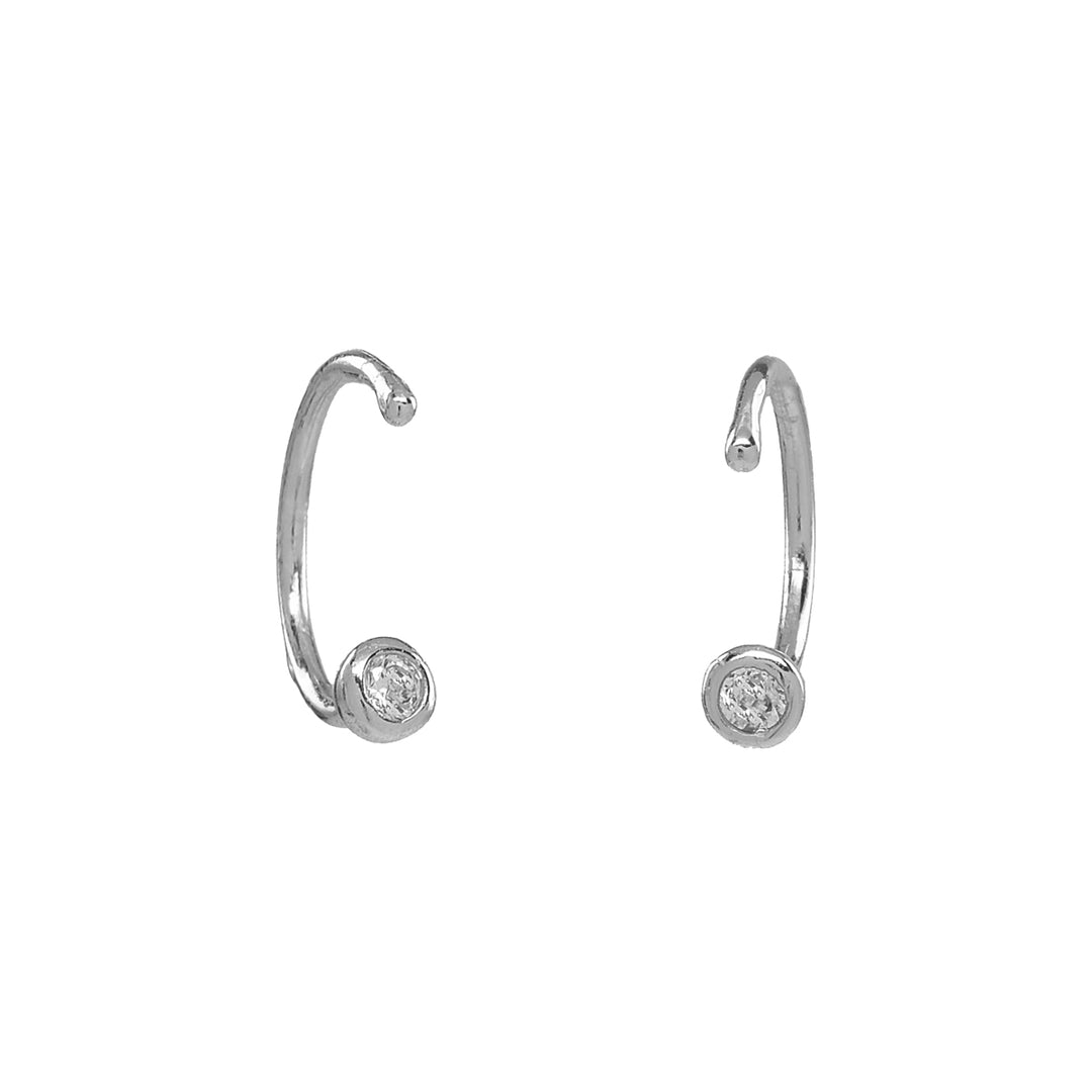 CZ Open Huggies - Earrings - Silver - Silver - Azil Boutique