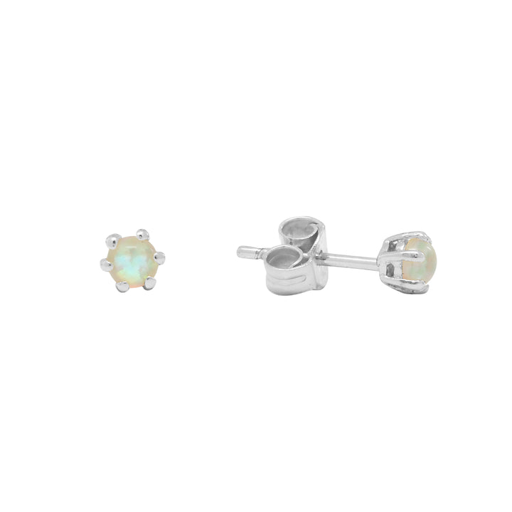 Opal Prong Studs - Earrings - Silver - Silver - Azil Boutique