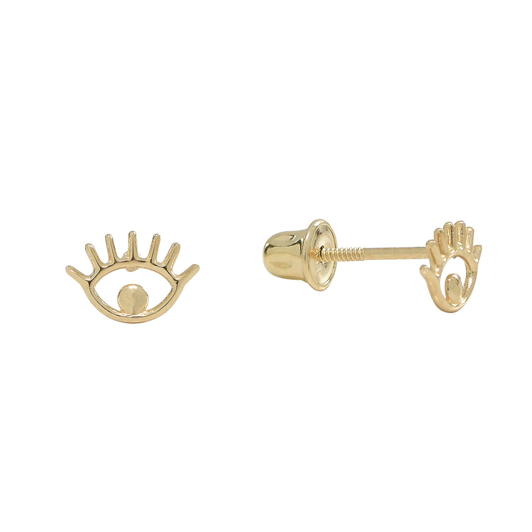 10k Solid Gold Eye Studs - Earrings - Yellow Gold - Yellow Gold - Azil Boutique