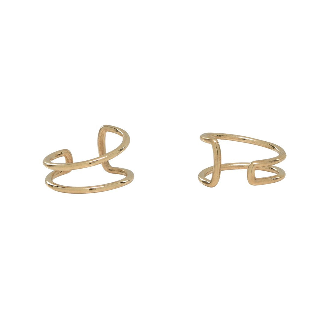 10k Solid Gold Double Line Middle Ear Cuff - Earrings -  -  - Azil Boutique