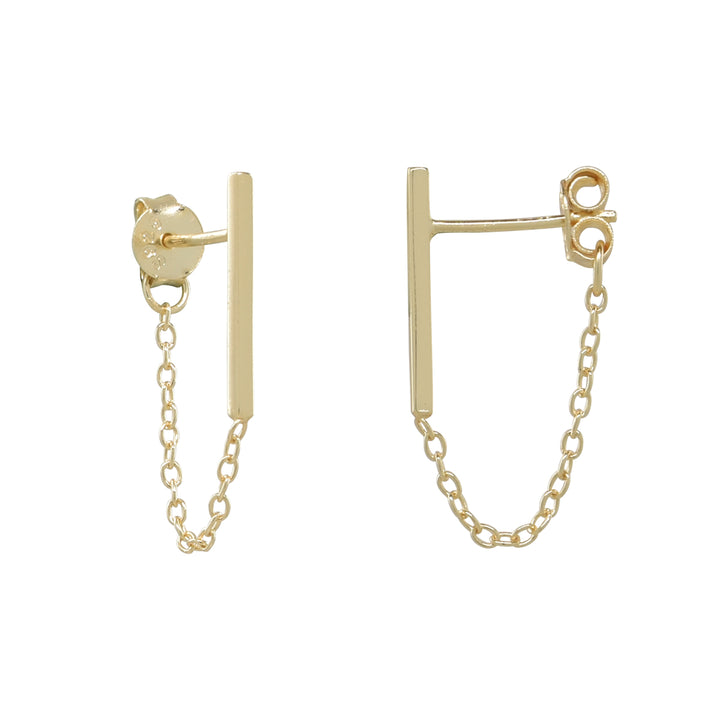 Bar Chain Dangle Studs - Earrings - Gold - Gold - Azil Boutique
