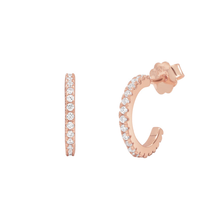SALE - CZ Huggie Studs - Earrings - Rose Gold - Rose Gold - Azil Boutique