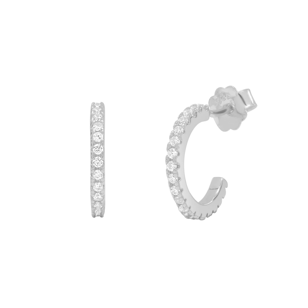 SALE - CZ Huggie Studs - Earrings - Silver - Silver - Azil Boutique