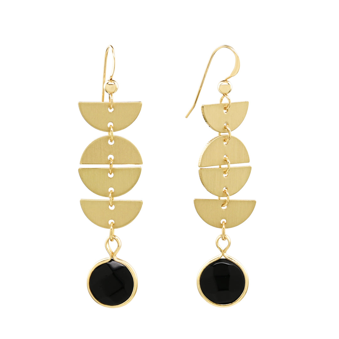 Half Moon Drop Black Onyx Stone Earrings - Earrings -  -  - Azil Boutique