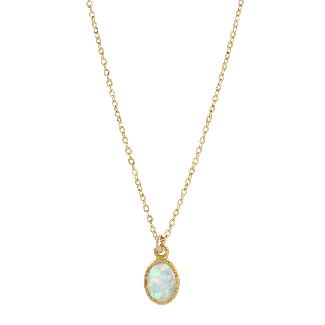 SALE - Oval Opal Necklace - Necklaces - Gold - Gold - Azil Boutique