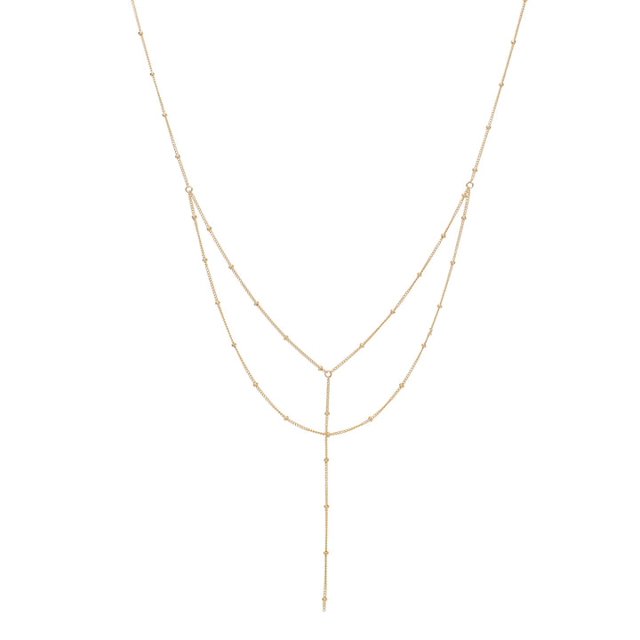 Double Layer Ball Chain Y-Necklace - Necklaces - Gold - Gold - Azil Boutique