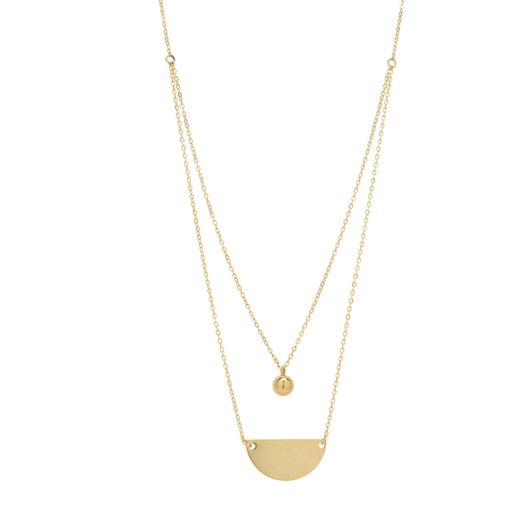Double Layer Half Circle & Ball Necklace - Necklaces - Gold - Gold - Azil Boutique