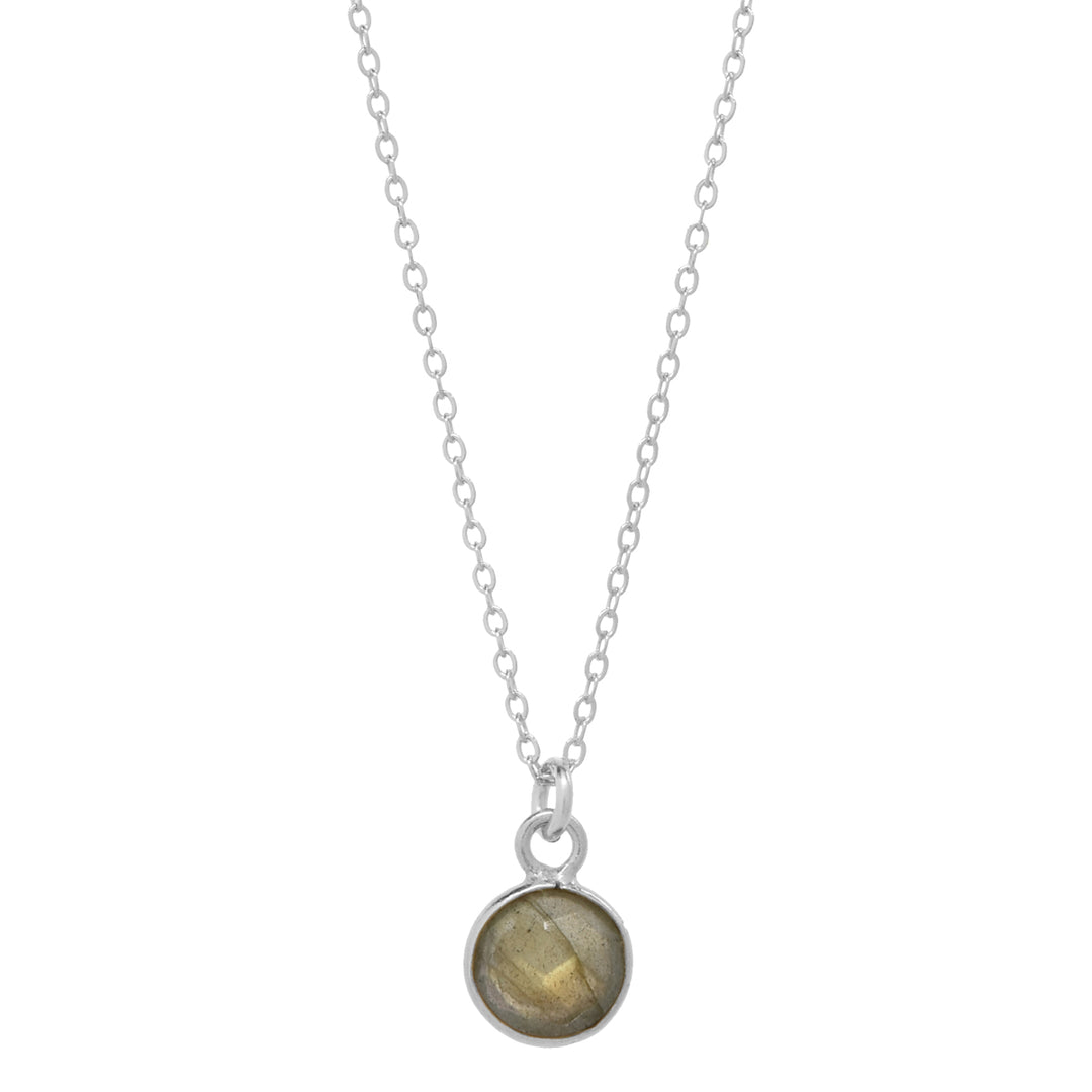 SALE - Tiny Bezel Stone Necklace (more colors) - Necklaces - Silver - Silver / Labradorite - Azil Boutique