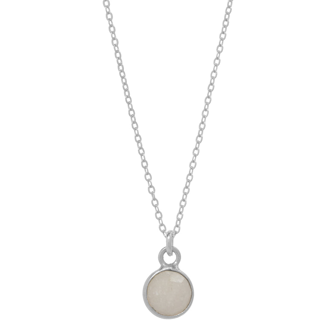 SALE - Tiny Bezel Stone Necklace (more colors) - Necklaces - Silver - Silver / Moonstone - Azil Boutique