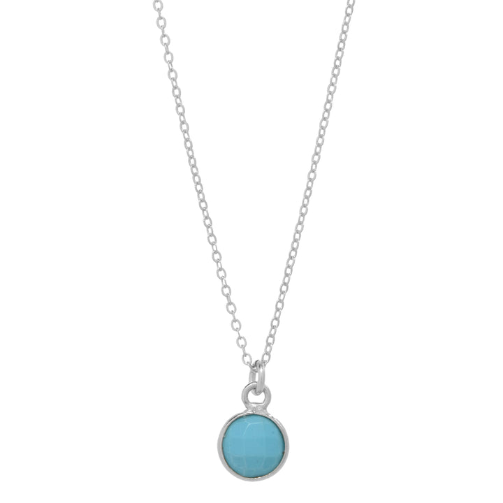 SALE - Tiny Bezel Stone Necklace (more colors) - Necklaces - Silver - Silver / Turquoise - Azil Boutique
