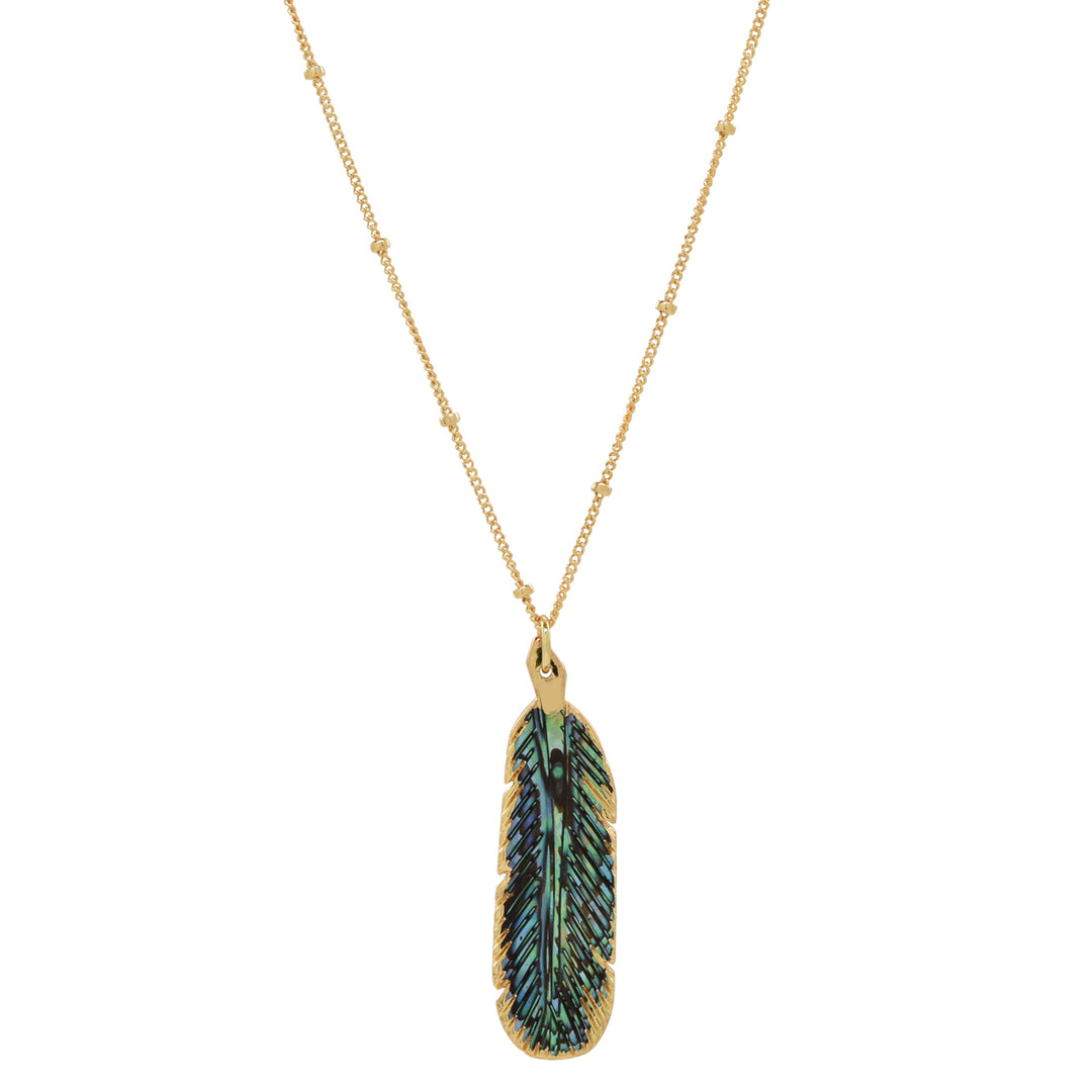 SALE - Feather Stone Necklace (more colors) - Necklaces - Abalone - Abalone - Azil Boutique